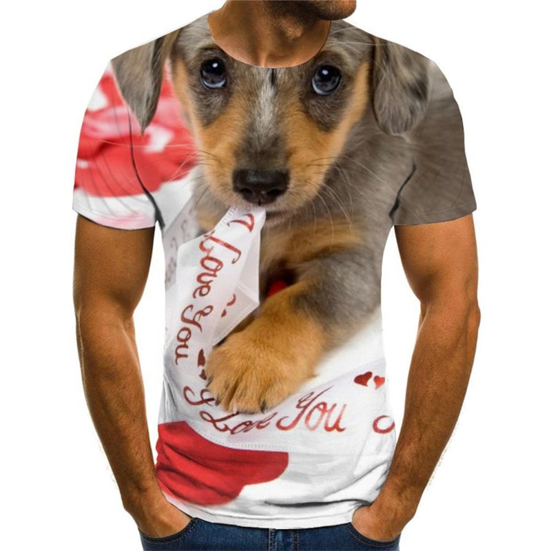 dog t shirt Puppy Cute Pets t shirt 3D big Smart dogs art costume Cool men