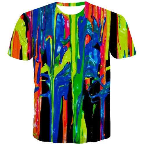 Graffiti T-shirt Men Colorful T-shirts Graphic Psychedelic Tshirt Anime Art Tshirts Casual Gothic Tshirts Cool Short Sleeve - KYKU
