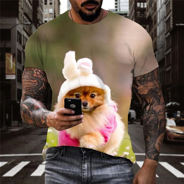 
dog tshirt Puppy Cute animal clothing Cool male art costume big Smart dogs
                