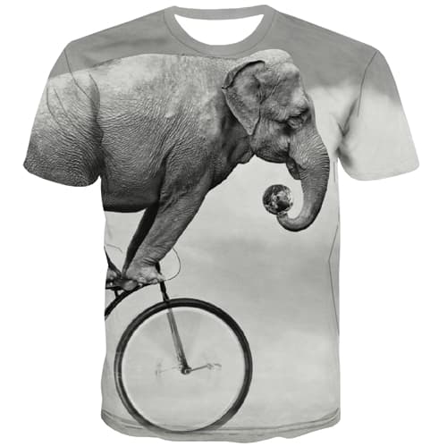 Elephant T-shirt Men Bicycle Tshirt Printed Animal Tshirts Novelty Funny T-shirts 3d Harajuku T-shirts Graphic Short Sleeve - KYKU