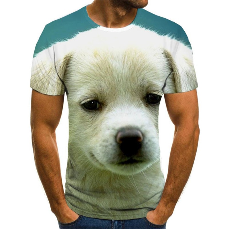shirts Little White dog shirt tee Puppy Cute Pets art costume Casual man big Smart dogs