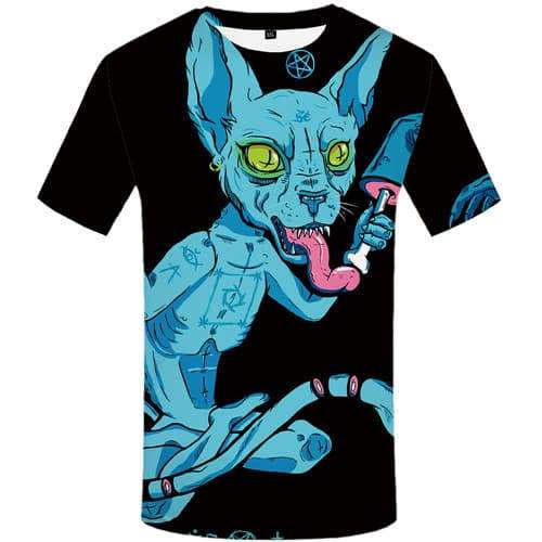 Cat T shirts Men Animal Shirt Print Cartoon Tshirts Novelty Funny Tshirt Anime Black T shirts Funny Short Sleeve Fashion Unisex - KYKU