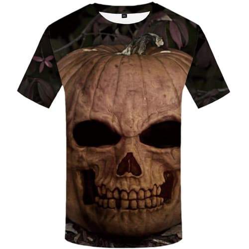 Halloween T shirts Men Pumpkin Tshirts Cool Spooky Tshirts Novelty Gothic T shirts Funny Short Sleeve Full Print Mens New O-neck - KYKU