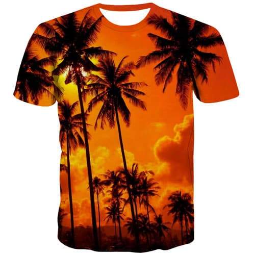 Coconut Tree T-shirt Men Beach Tshirts Cool Harajuku Tshirt Anime Nebula Tshirts Casual Novel Shirt Print Short Sleeve Punk Rock - KYKU