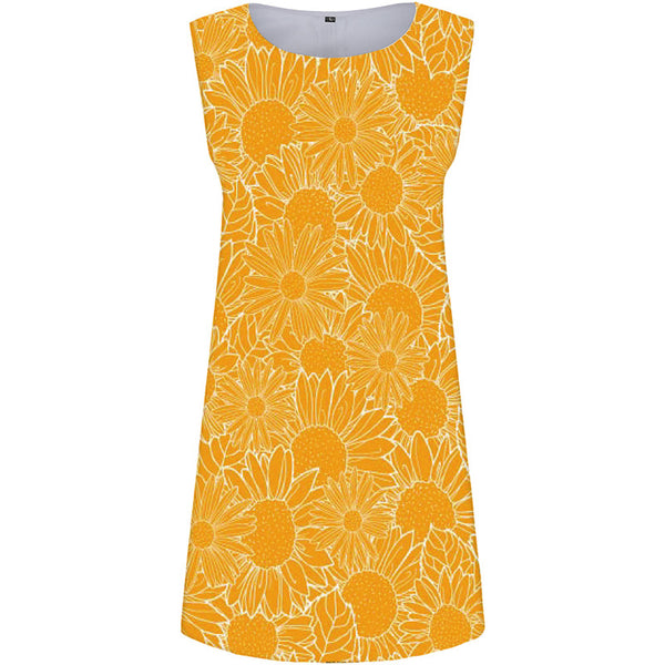lSunflower Dress Women Yellow Sexy Flower Sundress Vintage Tank Womens Clothing Casual