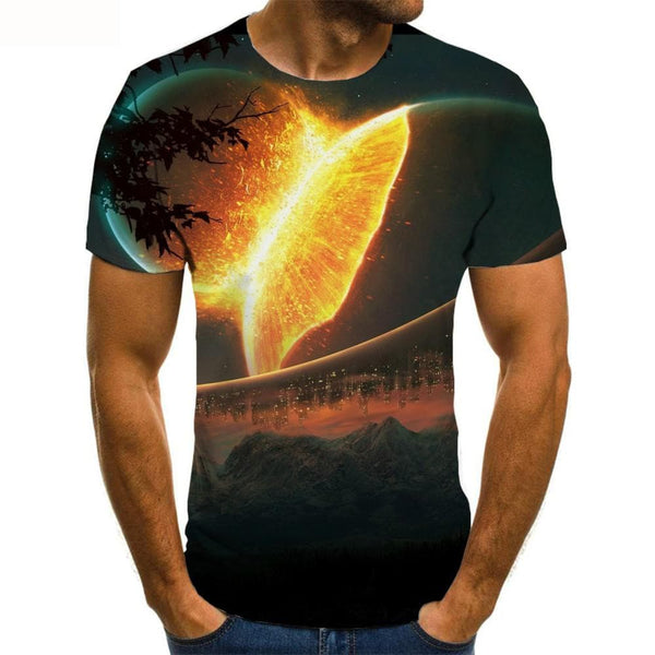 Flame T-shirt Men Mars Anime Clothes Forest Funny T shirts Novel Tshirts Casual