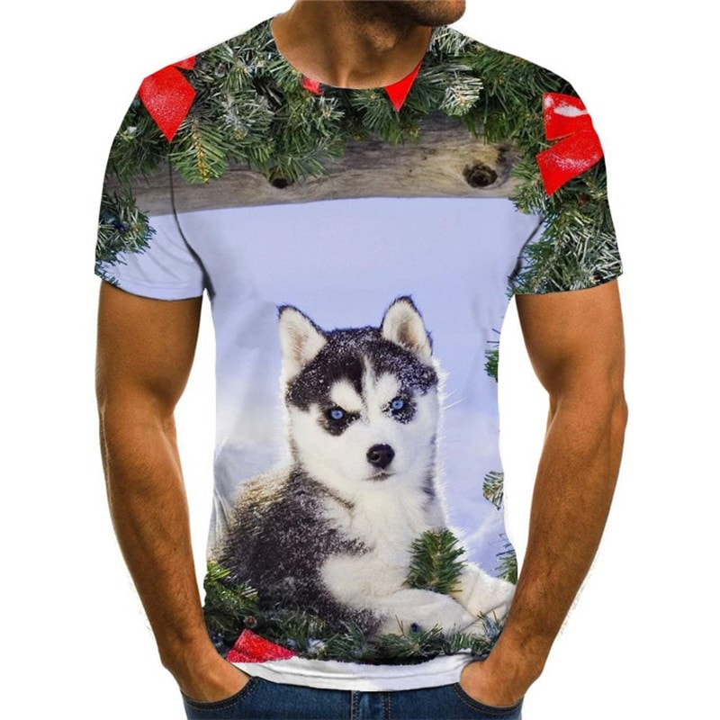 dog t shirts Puppy Cute animal clothing art costume big Smart dogs Casual male