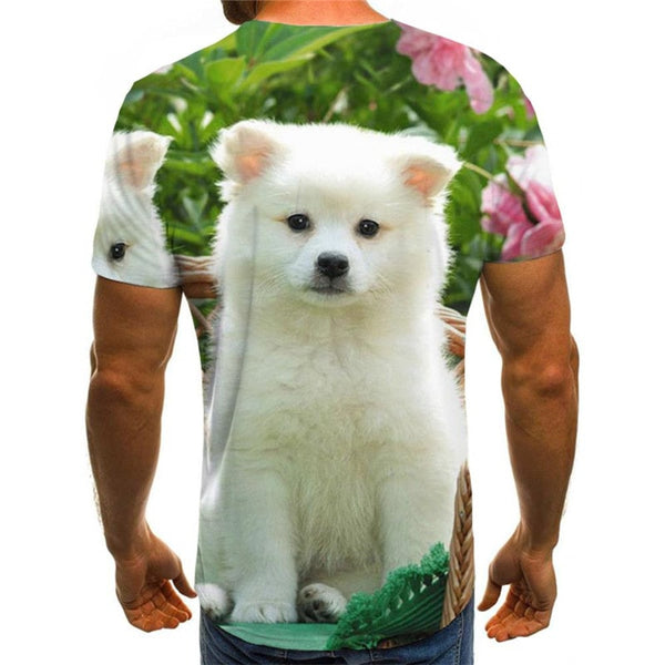 
tshirt Little White dog top tee Puppy Cute Pets Casual man big Smart dogs art costume
                