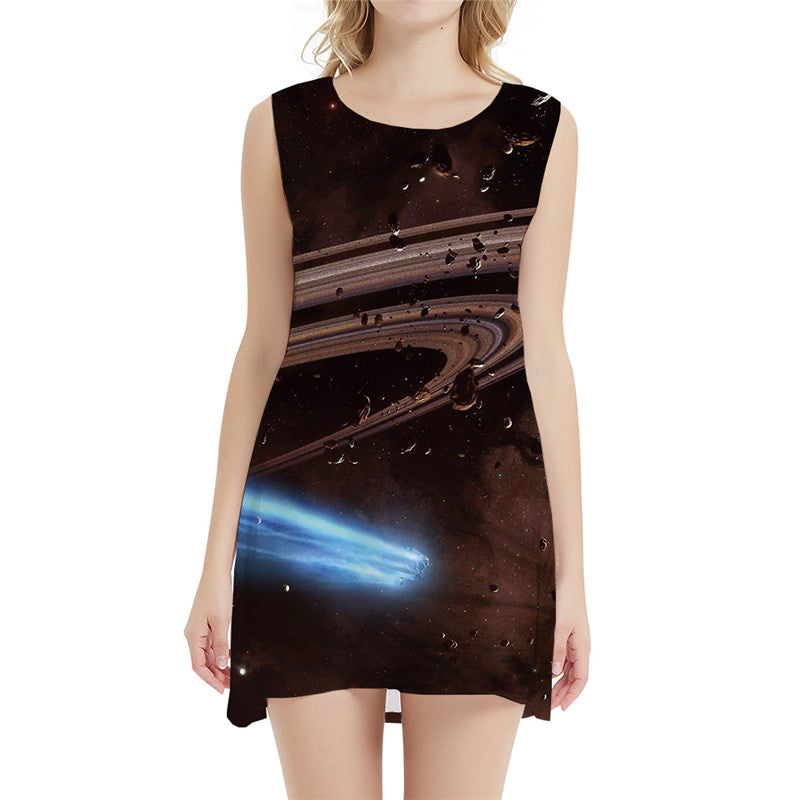 Galaxy Dress Women Space Ladies Dresses Meteorite Halter Sleeveless Lightning Vestido Sexy Vortex Bodycon Dress Womens Clothing