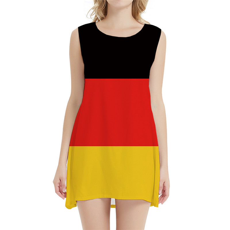 German Flag Dress Women Germany 3d Print Colorful Halter Sleeveless Harajuku Sundress Gothic Bodycon Dress Womens Clothing