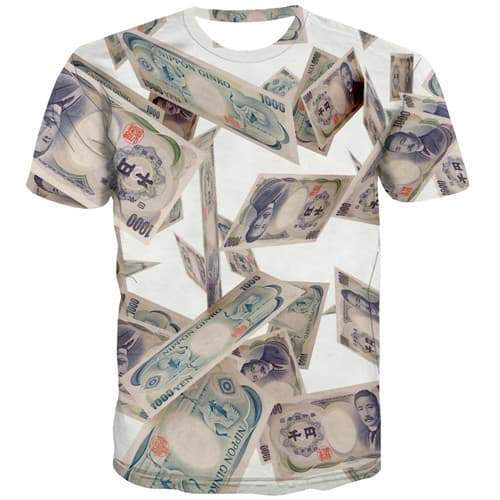 Japan Yen T shirts Men Money T shirts Funny Abstract Tshirts Novelty Japan T-shirts 3d Harajuku Shirt Print Short Sleeve - KYKU