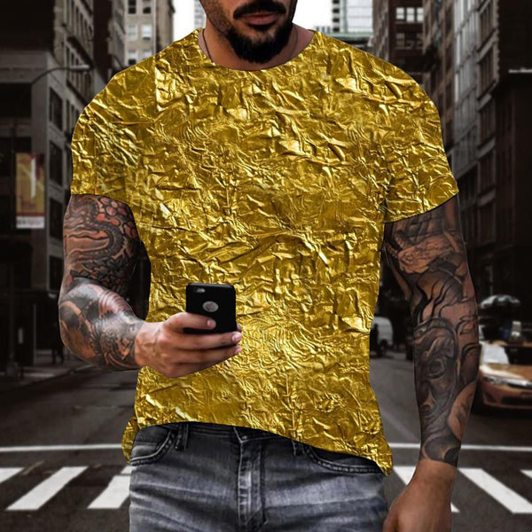 
Gold foil texture t shirts 3D tshirt special texture different men Cool art costume
                
