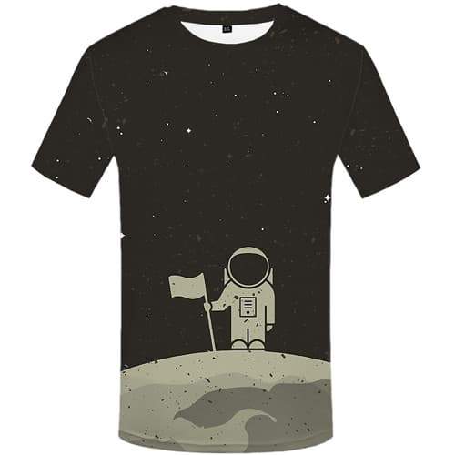 Astronaut T-shirt Men Cartoon Tshirts Casual Gray Tshirt Anime Galaxy Space Shirt Print Retro Tshirts Novelty Short Sleeve - KYKU
