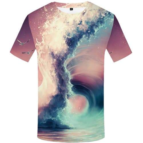 Wave T shirts Men Water Tshirt Anime Colorful T-shirts 3d Harajuku T-shirts Graphic Short Sleeve Fashion Men Digital Streetwear - KYKU
