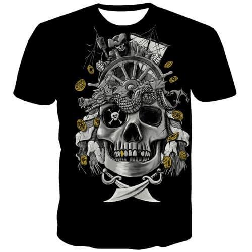 Skull T-shirt Men Military Tshirts Casual Metal Tshirts Cool Hip Hop Tshirt Printed Punk Rock T-shirts 3d Short Sleeve T shirts - KYKU