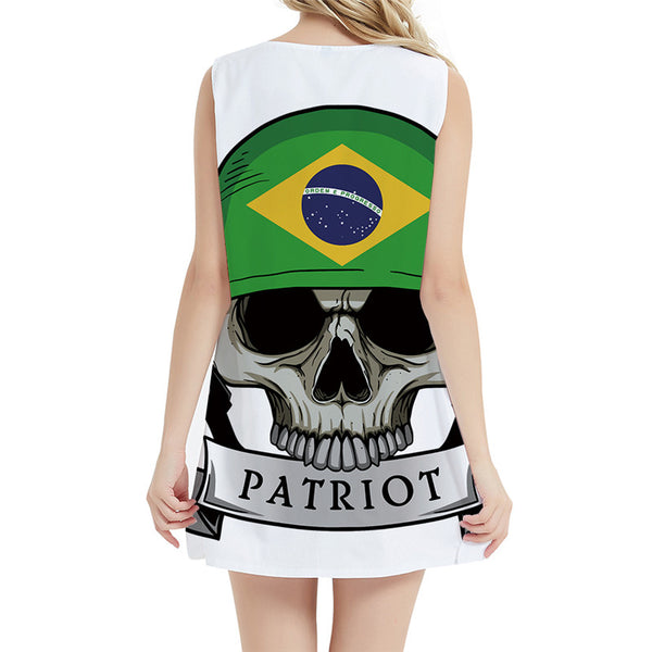 
Skull Dresses Women Skeleton 3d Print Brazilian Flag Vestido Sexy Brazil Halter Sleeveless White Bodycon Dress Womens Clothing
                