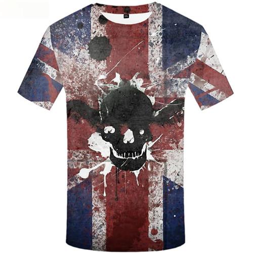 Skull T-shirt Men British Flag Tshirts Cool Ink Tshirts Novelty Wing Tshirts Casual Short Sleeve summer Men Tee Top Streetwear