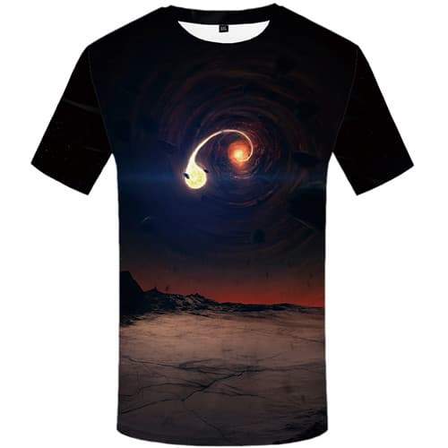 Galaxy Space T-shirt Men Flame Tshirts Novelty Yinyang T-shirts 3d Mountain Tshirt Anime Black Hole Tshirt Printed Short Sleeve - KYKU