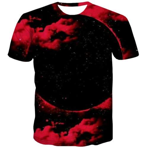 Moon T-shirt Men Earth Shirt Print Flame Tshirt Printed Black T shirts Funny Hip Hop Tshirts Casual Short Sleeve summer - KYKU