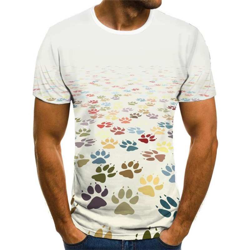 dog paw print shirts Casual shirt 3D Puppy Cute Pets men Cool art costume big Smart dogs