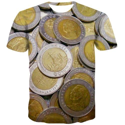 Thai Baht T-shirt Men Money Tshirt Printed Thailand Shirt Print Metal Tshirts Novelty Gothic Tshirts Casual Short Sleeve Fashion - KYKU