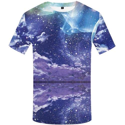 Aurora T-shirt Men Refraction T-shirts 3d Galaxy Space Tshirt Anime Moon Tshirts Casual Colorful T shirts Funny Short Sleeve - KYKU