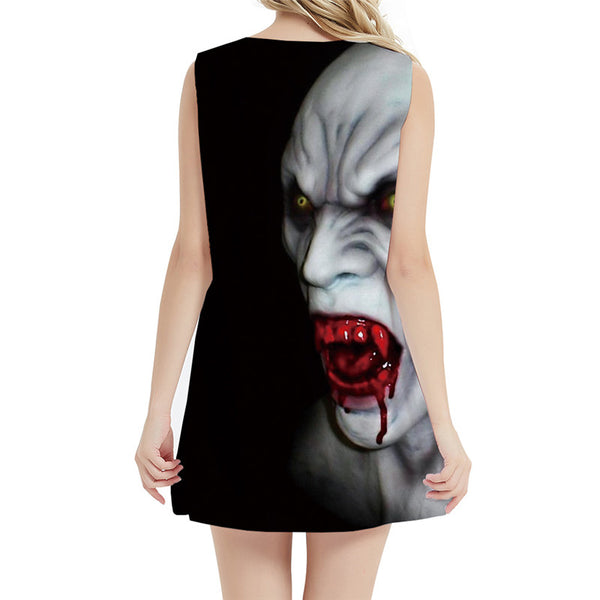 
Halloween Dress Women Skull 3d Print Blood Short Black Vestido Sexy Cosplay Office Womens Clothing Elegant
                