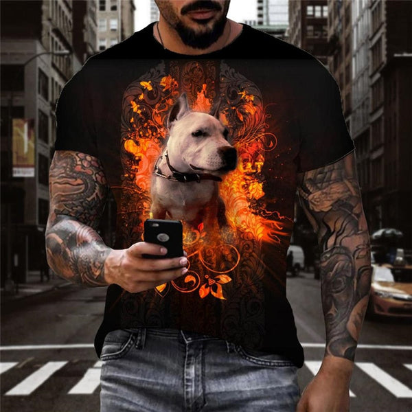 
t shirt dog tee top Puppy Cute animal Casual big Smart dogs men's art costume
                