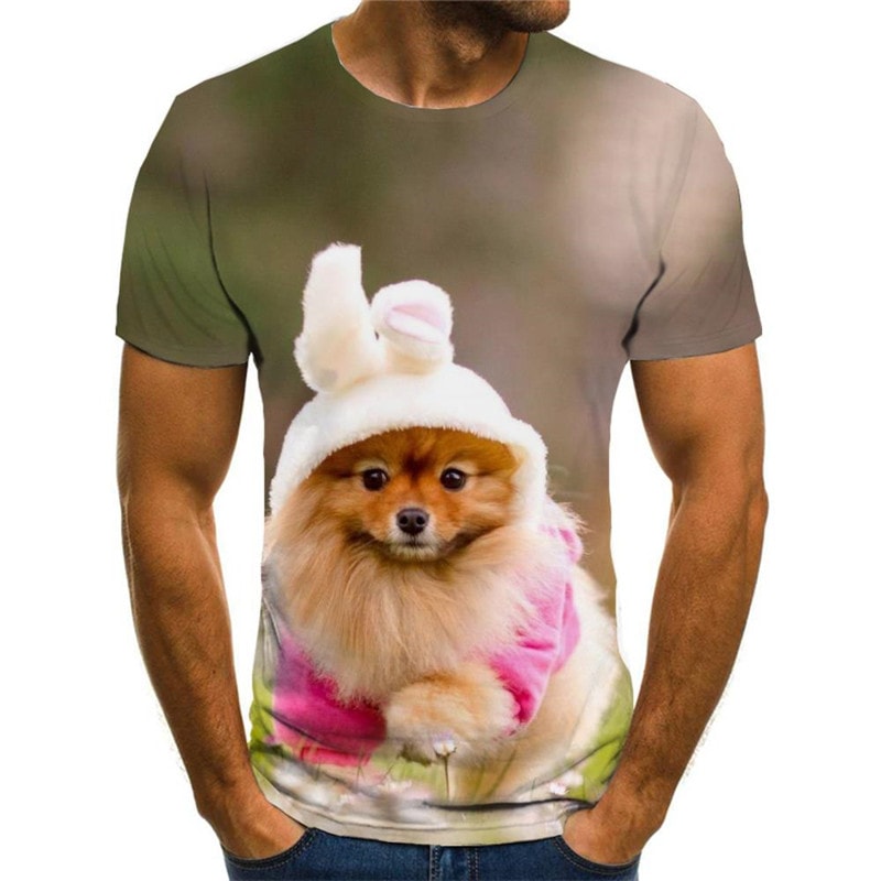 dog tshirt Puppy Cute animal clothing Cool male art costume big Smart dogs
