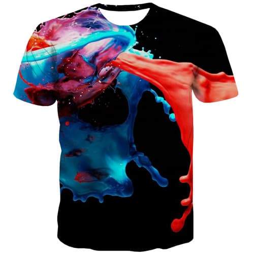 Painting T shirts Men Graffiti T shirts Funny Galaxy Tshirts Cool Art Tshirts Casual Black Tshirt Printed Short Sleeve - KYKU