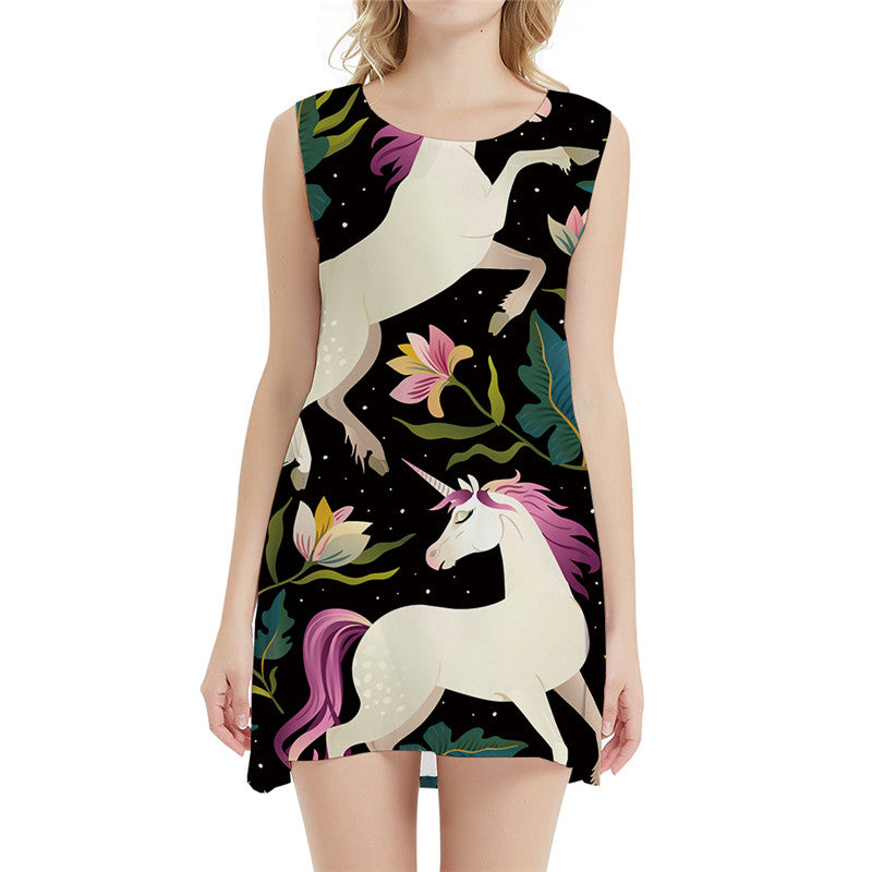 Unicorn Dress Women Animal Office Flower Tank Galaxy Party Art Sexy Womens Clothing Vintage