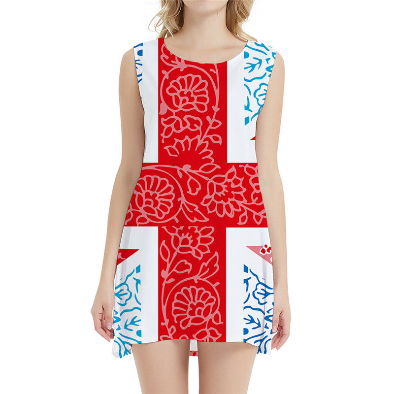 Flower Dress Women Geometric Boho Retro Short Gothic Sexy Art 3d Print Womens Clothing Summer