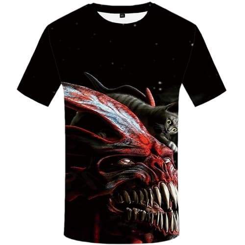 Cat T-shirt Men Skull T-shirts 3d Galaxy Space Tshirts Novelty Animal Tshirt Anime War T shirts Funny Short Sleeve Hip hop - KYKU