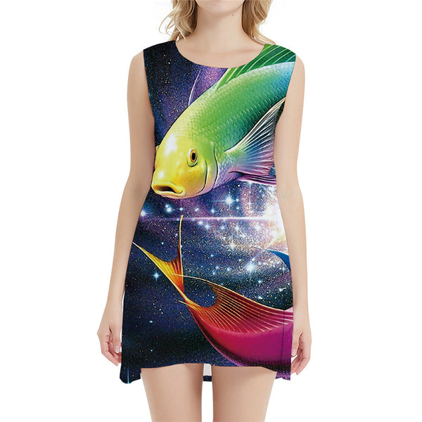 Fish Dress Women Space Galaxy Sundress Colorful 3d Print Nebula Vestido Sexy Animal Party Womens Clothing Vintage