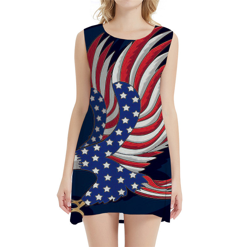 Eagle Dresses Women American Flag Bodycon Dress Animal Halter Sleeveless Usa Sundress Harajuku 3d Print Womens Clothing