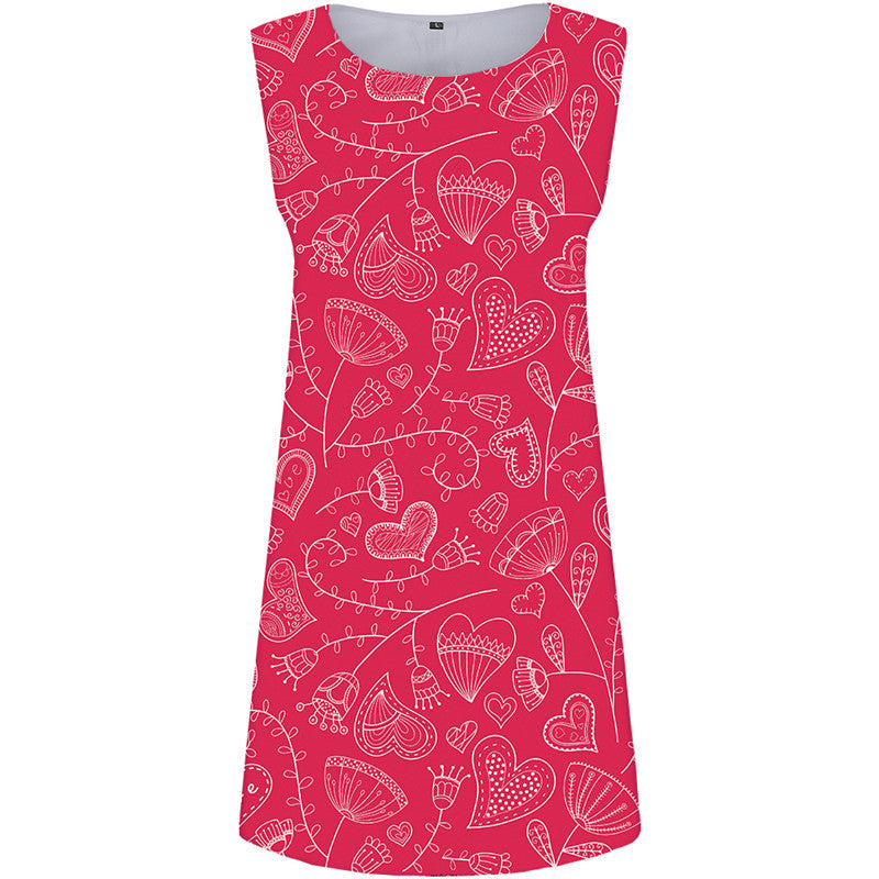 Graphics Dress Women Flower Tank Pink Office Love Ladies Dresses Womens Clothing