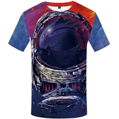 Astronaut T shirts Men Colorful T-shirts Graphic Space T shirts Funny Graffiti Tshirts Casual Ink Tshirt Printed Short Sleeve - KYKU