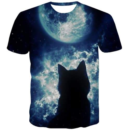 Moon T shirts Men Earth Tshirt Printed Galaxy Shirt Print Animal T-shirts 3d Funny Tshirts Cool Short Sleeve T shirts Men women - KYKU