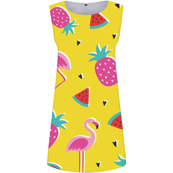 Crane Dress Women Animal Party Fruit Beach Yellow Short Pineapple 3d Print Womens Clothing Elegant
