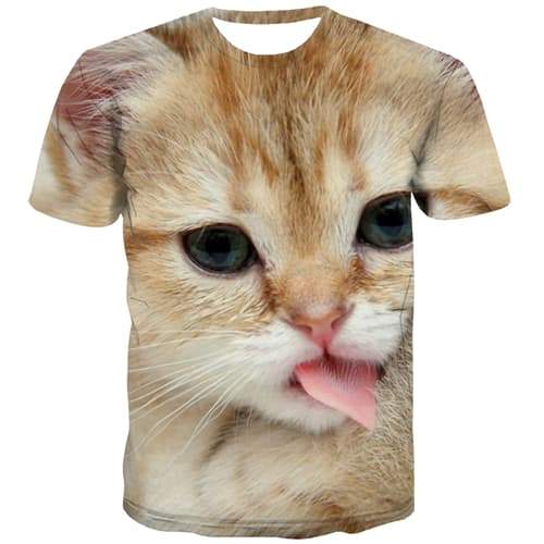 Animal T shirts Men Cat Shirt Print Lovely T-shirts Graphic Street Tshirts Casual Harajuku Tshirts Cool Short Sleeve Hip hop - KYKU