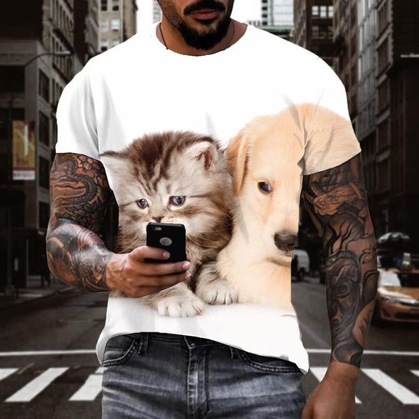 
t shirt animaltop tee docile petsmen art costume cat and dog Cool
                