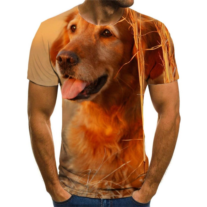 Golden Retriever dog t shirts Funny 3D t shirt Puppy Cute Pets art costume big Smart dogs Cool man