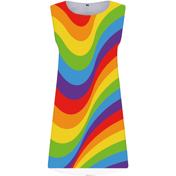 Rainbow Dress Women Colorful Sexy Psychedelic Boho Graffiti Sundress Dizziness Office Womens Clothing Tassel