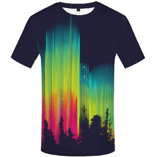 Aurora T-shirt Men Colorful Tshirts Casual Rainbow Shirt Print Refraction Tshirt Anime Harajuku T-shirts 3d Short Sleeve Fashion - KYKU