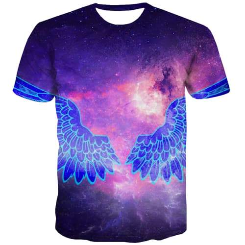 Galaxy T shirts Men Space Tshirts Novelty Animal T-shirts Graphic Feather Tshirts Cool Hip Hop T shirts Funny Short Sleeve - KYKU