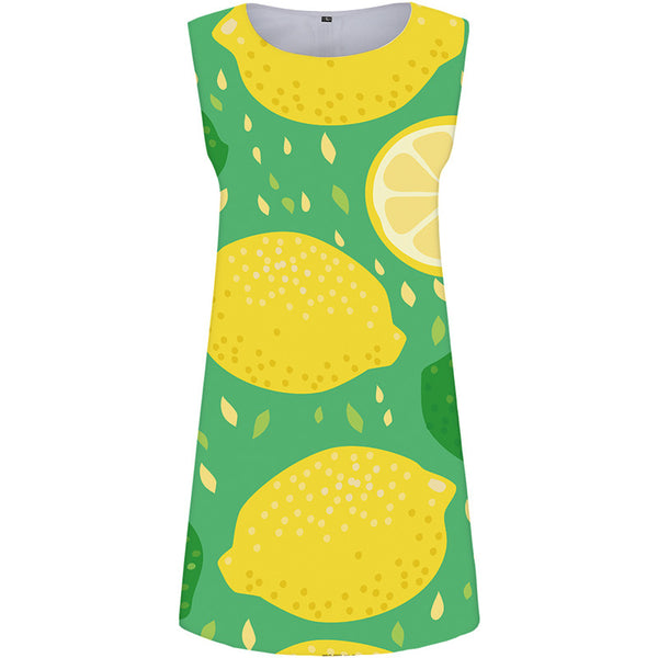 Lemon Dress Women Fruit 3d Print Green Sundress Leaf Sexy Womens Clothing Summer