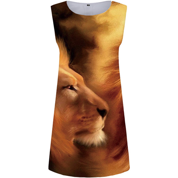 Lion Dresses Women Animal 3d Print Fantasy Sundress Graffiti Halter Sleeveless Art Vestido Sexy Womens Clothing Party