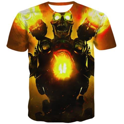 Skull T shirts Men Flame T shirts Funny Terror T-shirts Graphic Military T-shirts 3d War Tshirts Casual Short Sleeve summer Men - KYKU