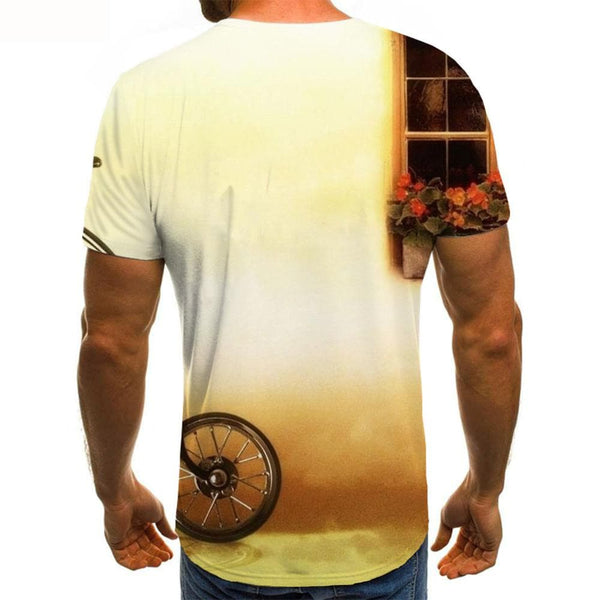 
Bicycle T shirt Men Flower Tshirt Printed Art Funny T shirts Street T-shirts 3d
                