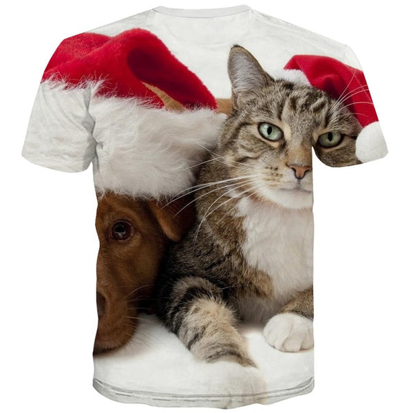 
animal shirt Hip hop tshirt 3D docile pets art costume Casual cat and dog men
                